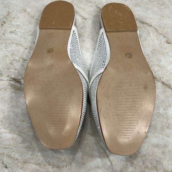 CCOCCI White Mila Bedazzled Mules Rhinestone Slip-Ons | Size‎ 7 - Picture 9 of 11